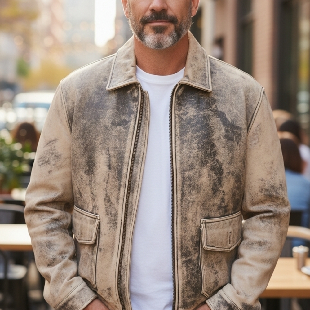 Unbranded Mens A-2 type flight jacke Vintage Distressed Leather Jacket  Large